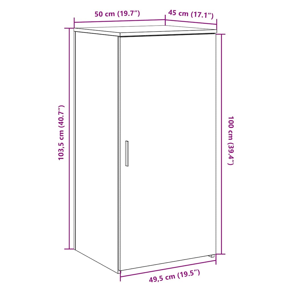 vidaXL Szafka, szarość betonu, 50x45x103,5 cm, materiał drewnopochodny