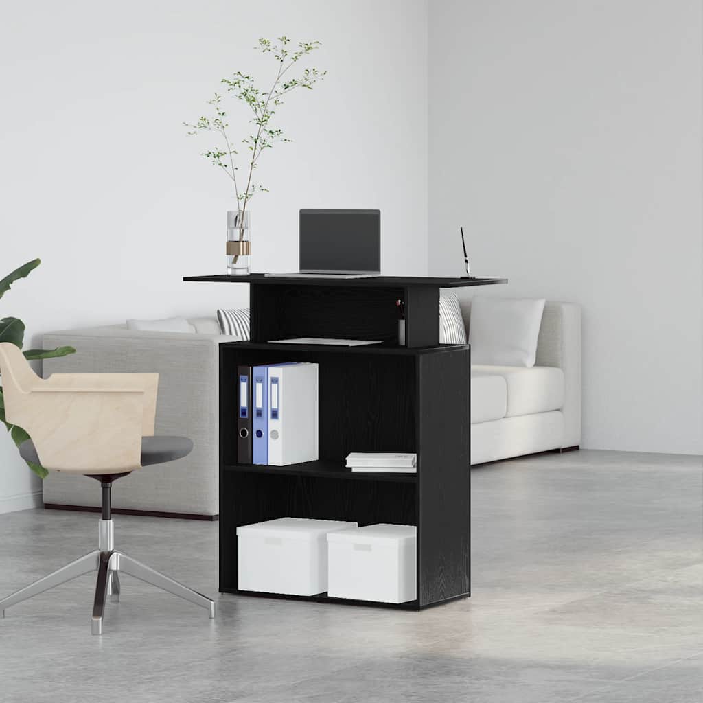 vidaXL Biurko recepcyjne czarne 100x40x104 cm Drewno konstrukcyjne