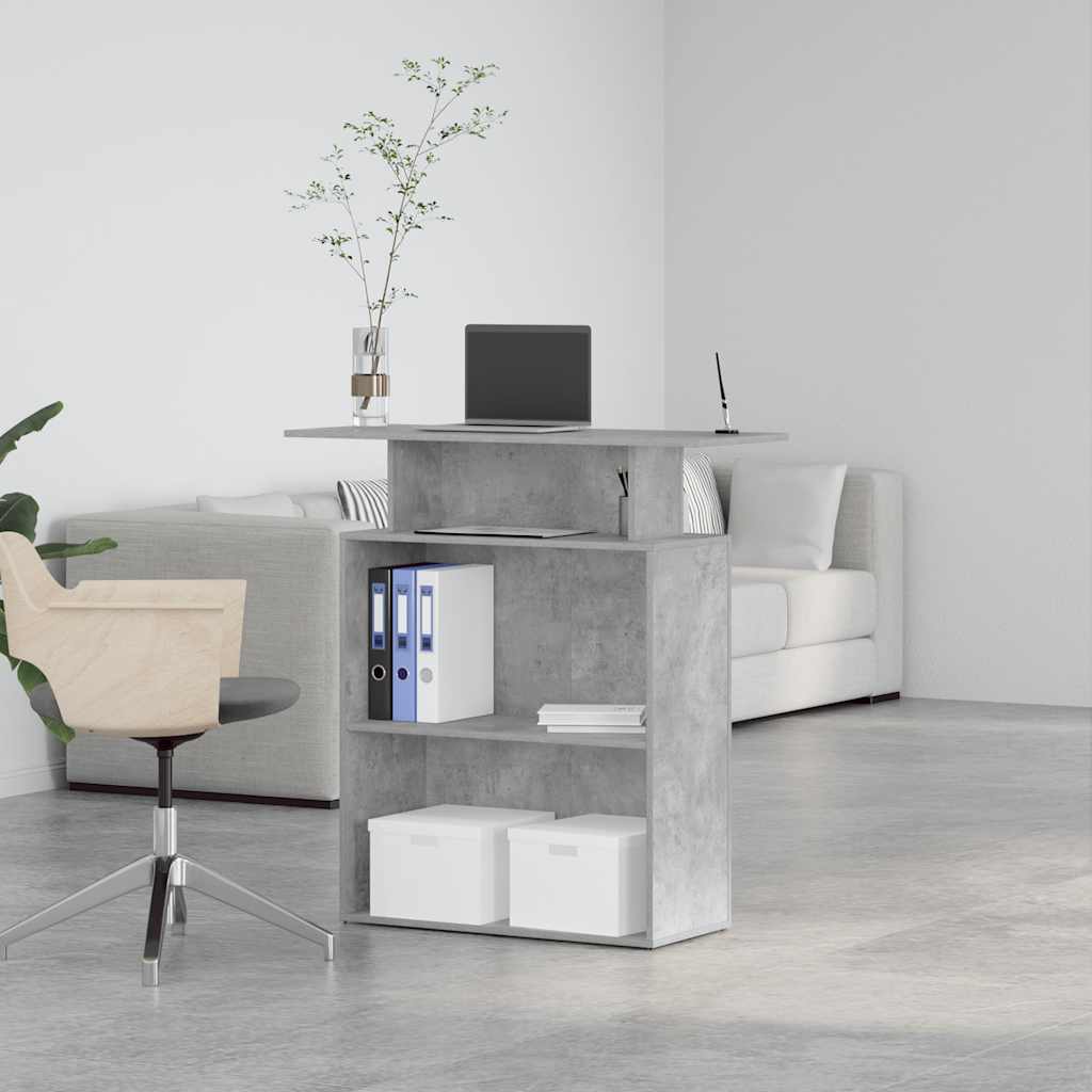 vidaXL Biurko recepcyjne betonowe szare 100x40x104 cm drewno klejone