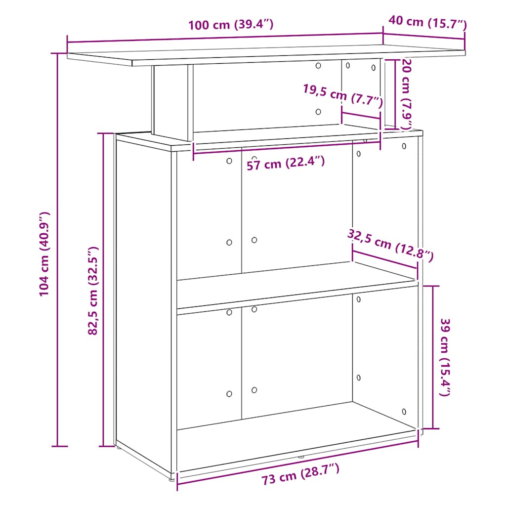 vidaXL Biurko recepcyjne betonowe szare 100x40x104 cm drewno klejone