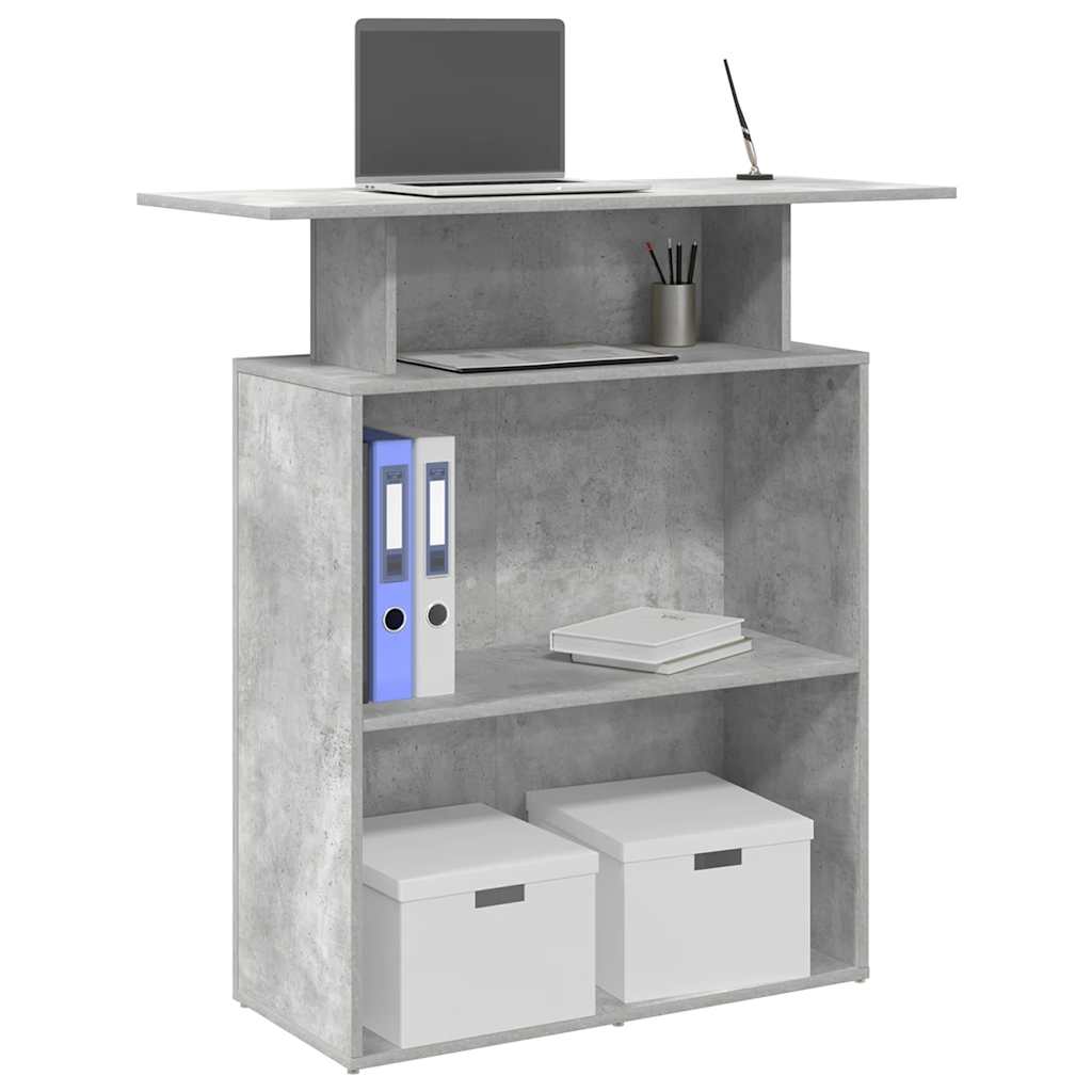 vidaXL Biurko recepcyjne betonowe szare 100x40x104 cm drewno klejone