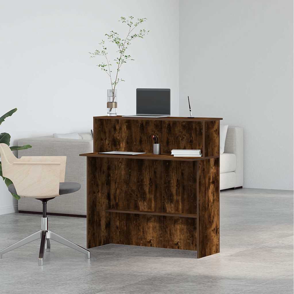 vidaXL Biurko recepcyjne dąb wędzony 100x40x104 cm Drewno klejone