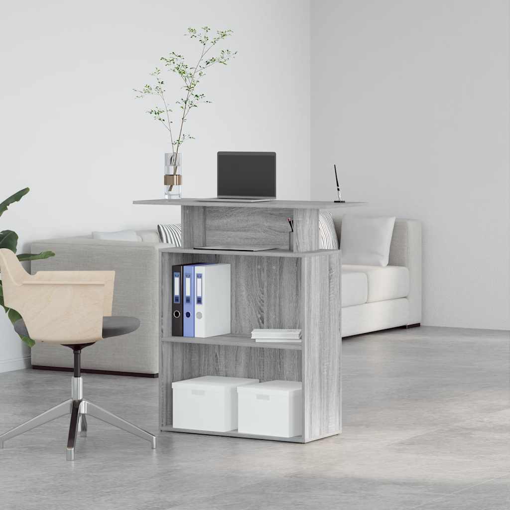 vidaXL Biurko recepcyjne szare Sonoma 100x40x104 cm Drewno klejone