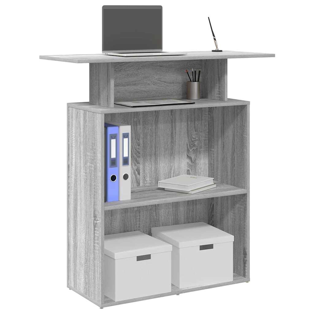 vidaXL Biurko recepcyjne szare Sonoma 100x40x104 cm Drewno klejone