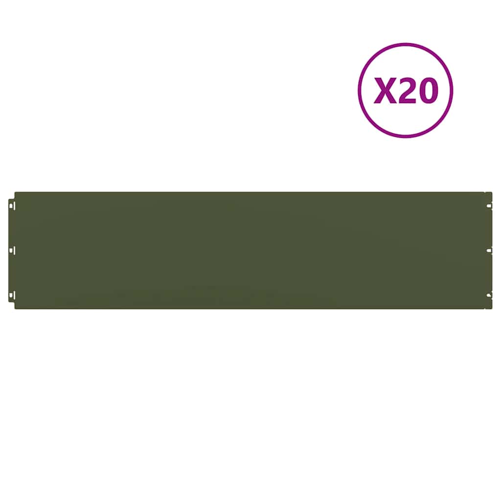 vidaXL Obrzeża trawnikowe 20 szt. Oliwkowo-zielone 25x103 cm