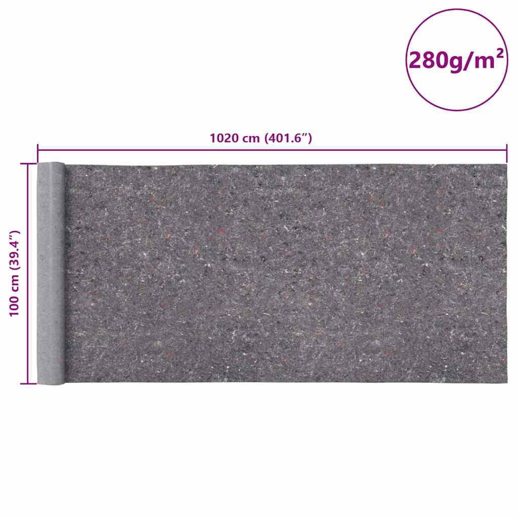 vidaXL Filcowe maty malarskie, 2 szt., 10 m, 280 g/m², szare