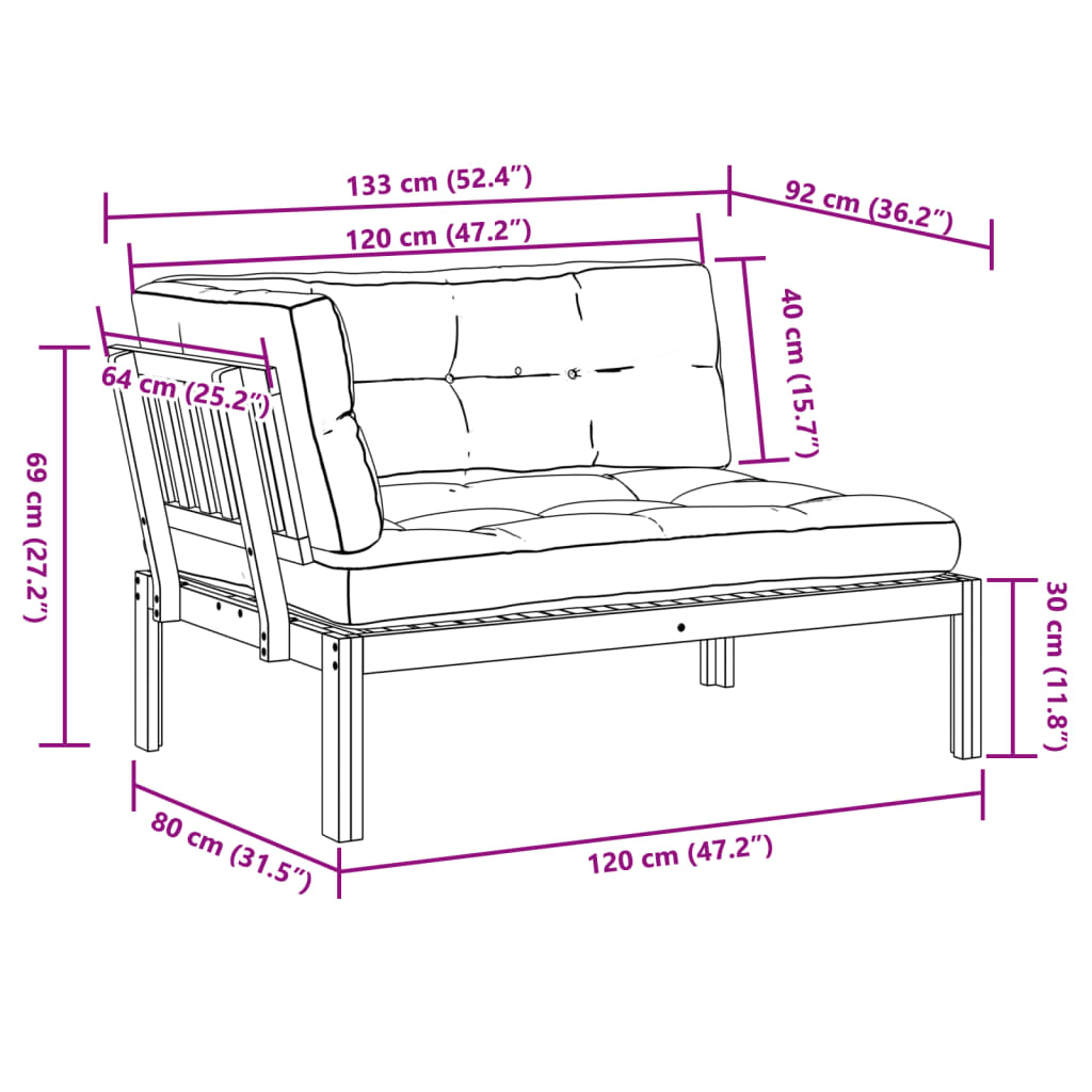 vidaXL Ogrodowa sofa narożna z deseczek, z poduszkami, akacja