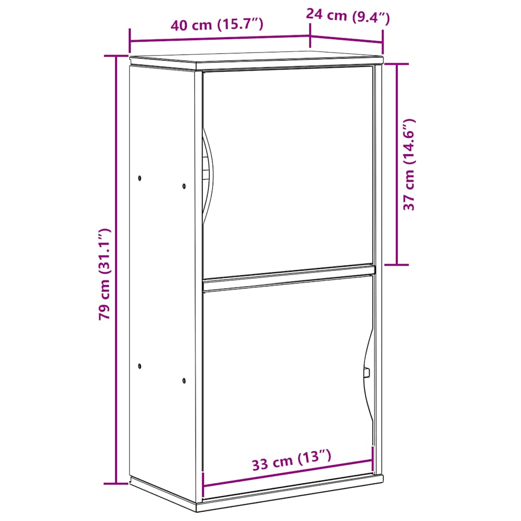 vidaXL Szafka boczna "ODDA" Biała 40x24x79 cm Drewno lite Sosna