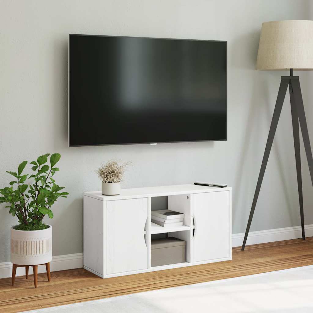 vidaXL Szafka RTV „ODDA” Biała 79x24x40 cm Drewno lite Sosna