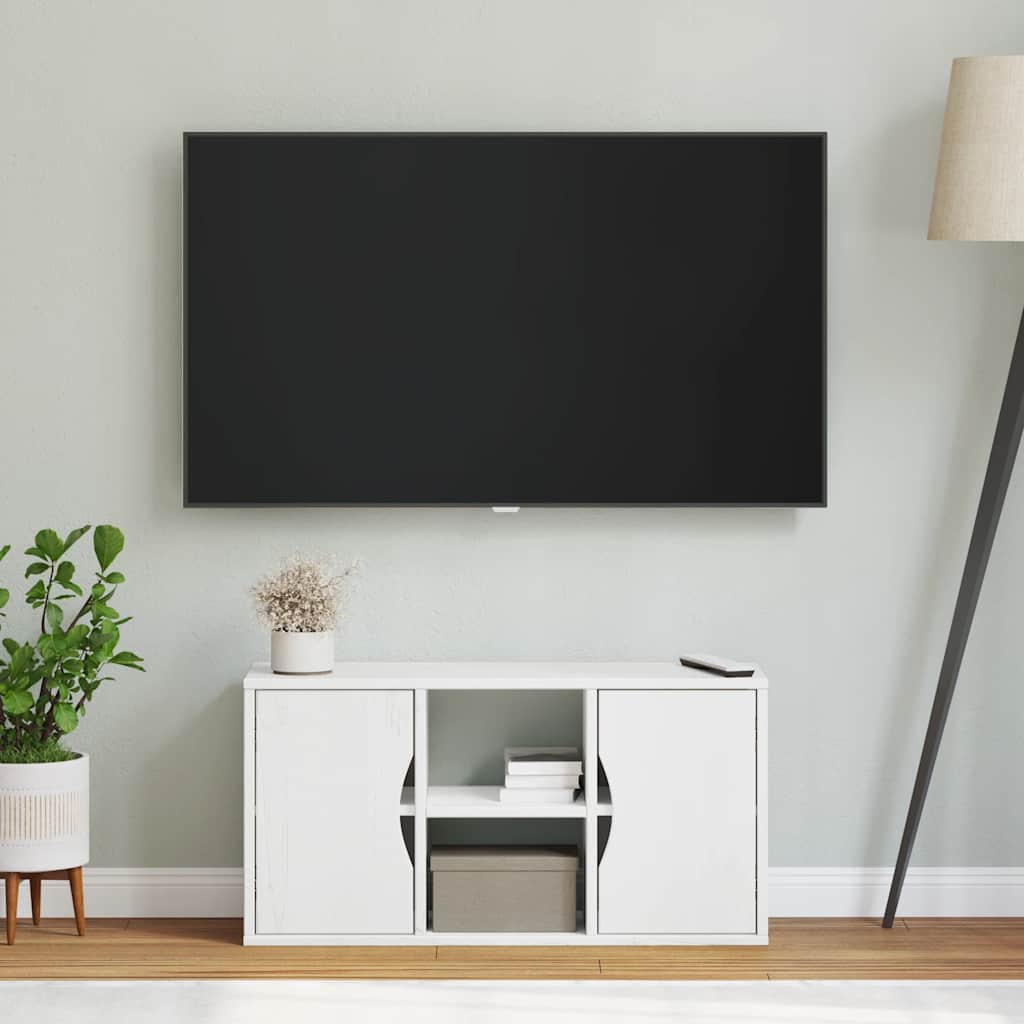 vidaXL Szafka RTV „ODDA” Biała 79x24x40 cm Drewno lite Sosna