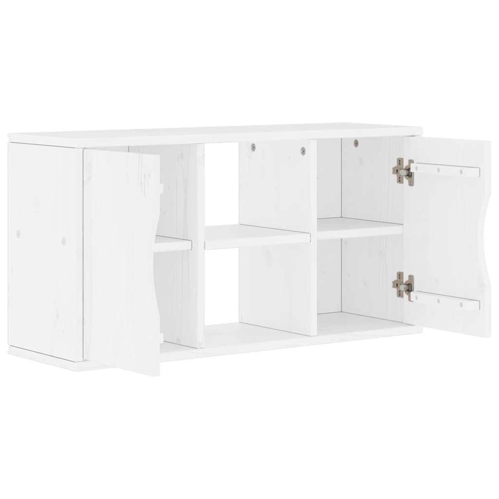 vidaXL Szafka RTV „ODDA” Biała 79x24x40 cm Drewno lite Sosna