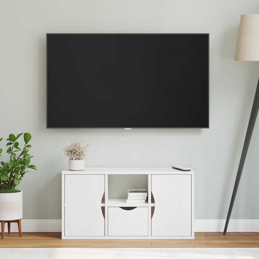 vidaXL Szafka RTV z szufladą „ODDA” Biała 79x24x40cm Drewno lite Sosna