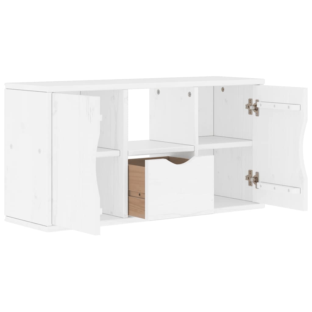 vidaXL Szafka RTV z szufladą „ODDA” Biała 79x24x40cm Drewno lite Sosna