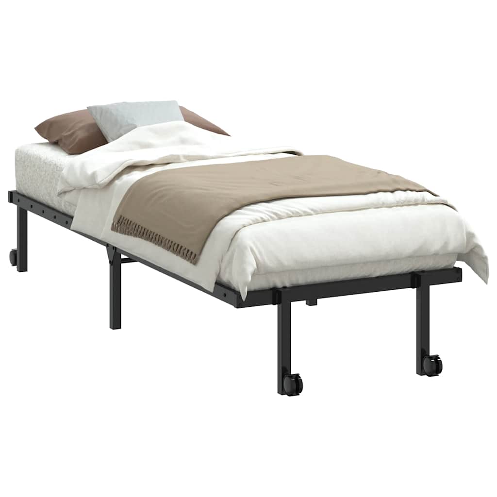vidaXL Rama łóżka bez materaca składana czarna 75x190 cm stalowa