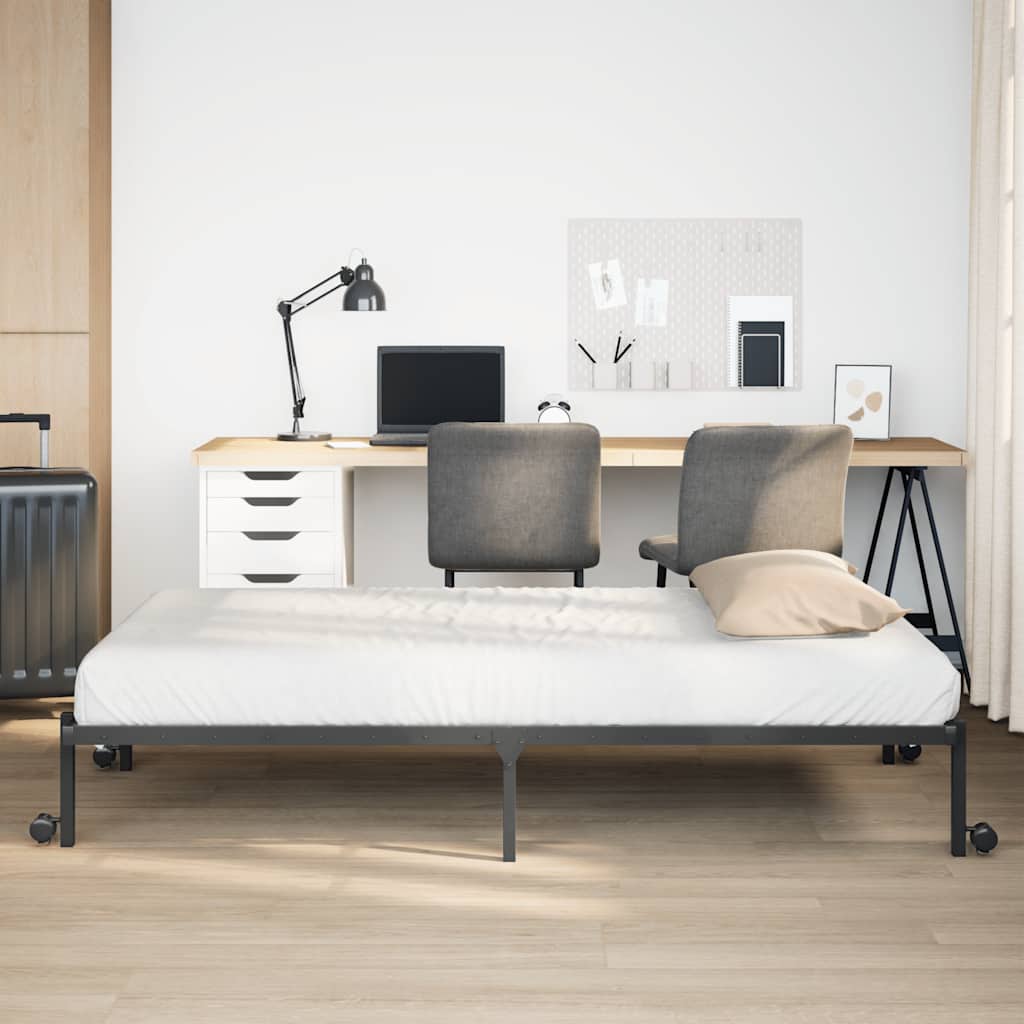 vidaXL Rama łóżka bez materaca składana czarna 75x190 cm stalowa