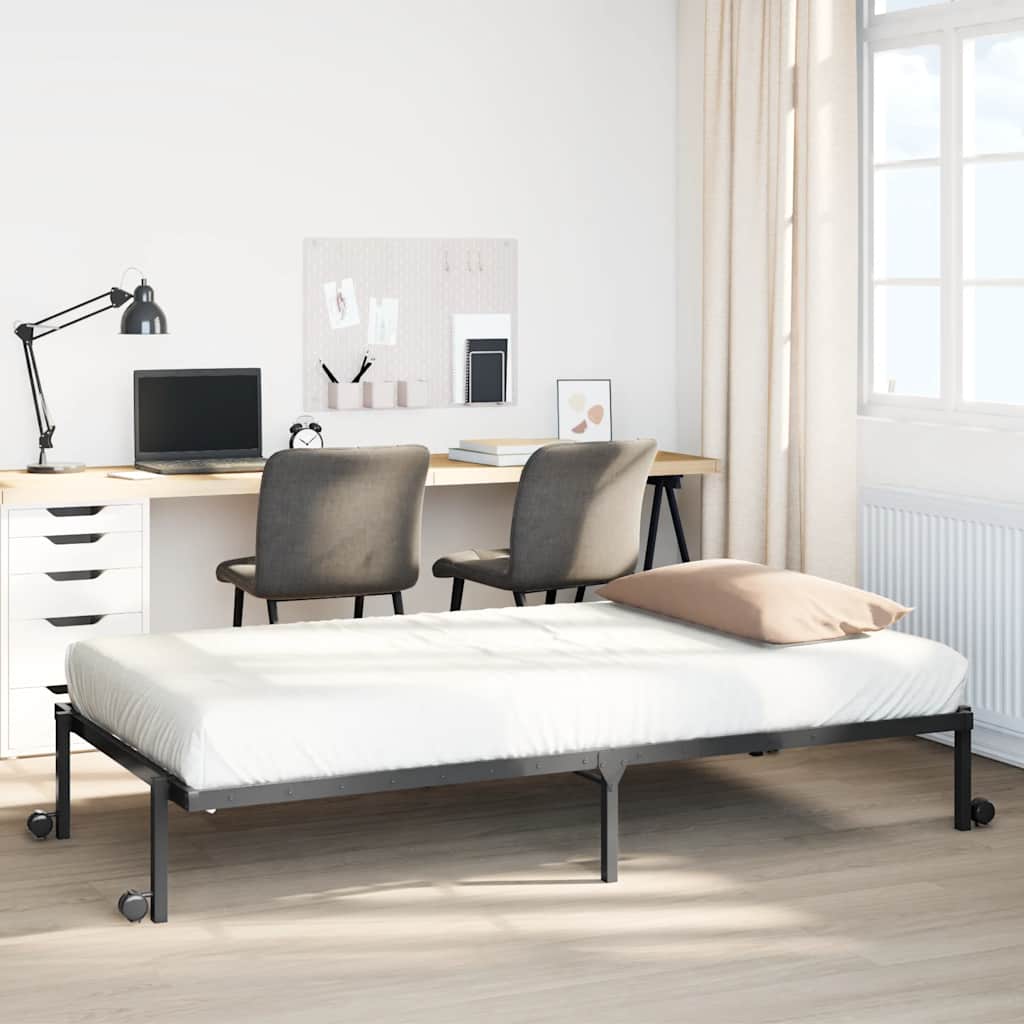 vidaXL Rama łóżka bez materaca składana czarna 75x190 cm stalowa