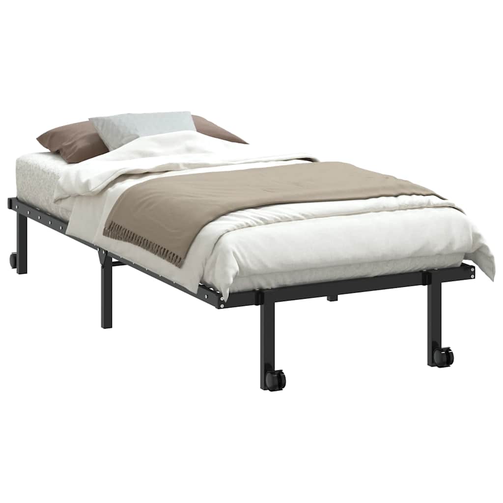 vidaXL Rama łóżka bez materaca składana czarna 90x190 cm stalowa