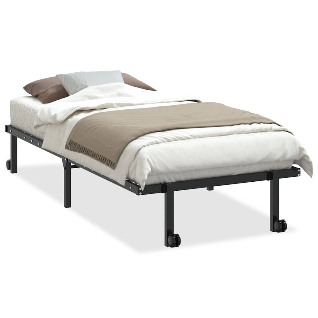vidaXL Rama łóżka bez materaca składana czarna 90x200 cm stalowa
