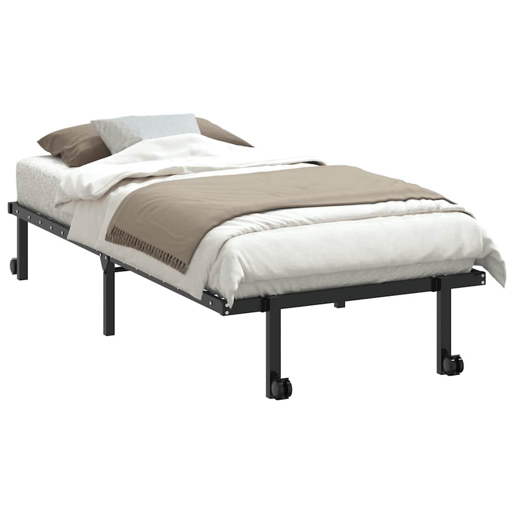 vidaXL Rama łóżka bez materaca składana czarna 90x200 cm stalowa