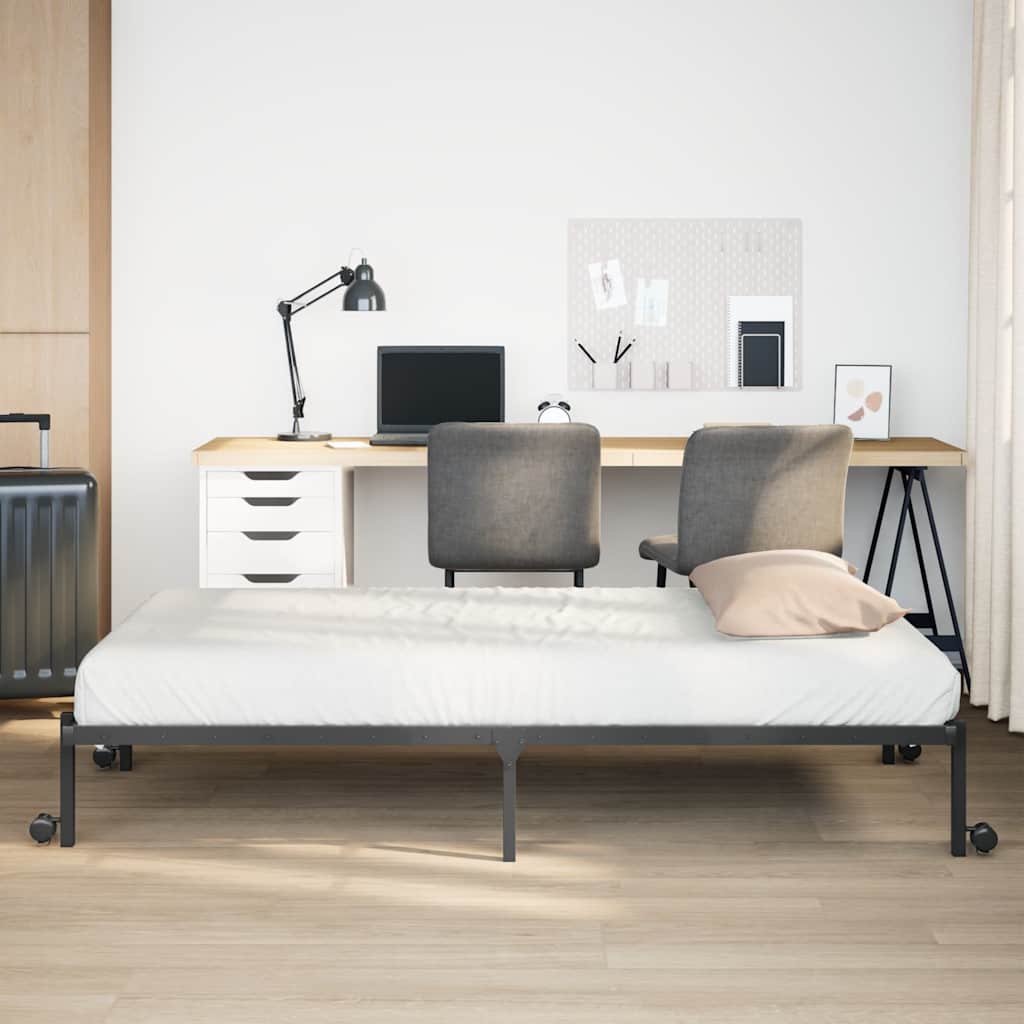 vidaXL Rama łóżka bez materaca składana czarna 90x200 cm stalowa