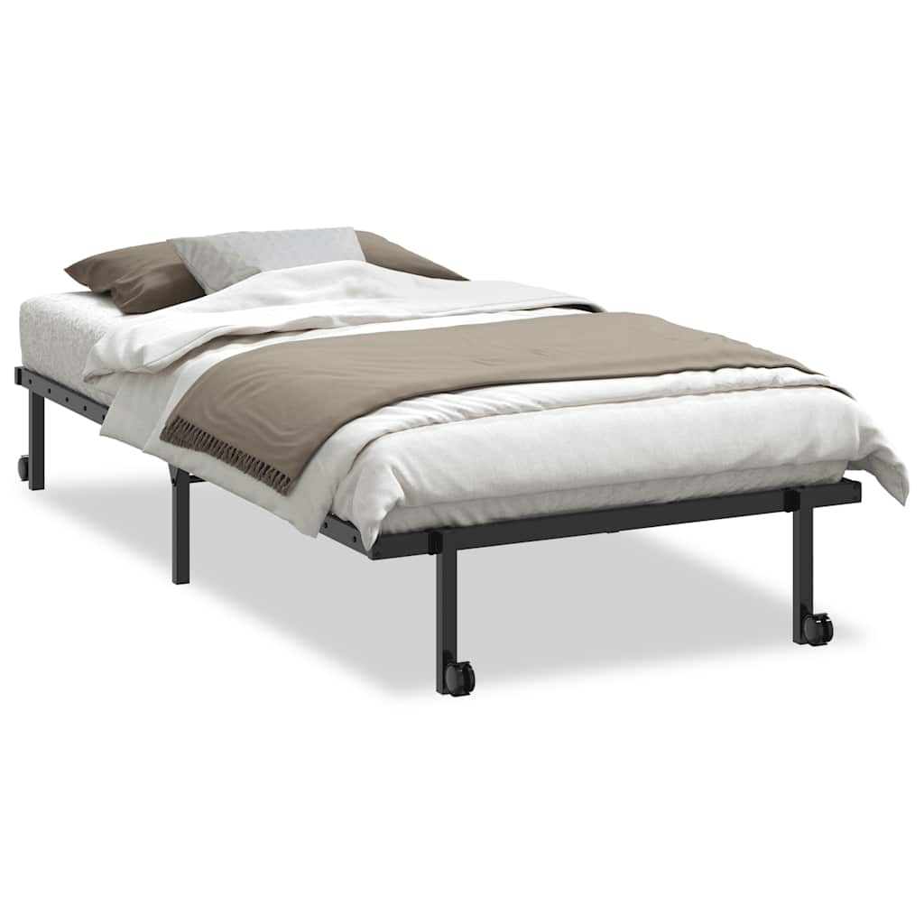 vidaXL Rama łóżka bez materaca składana czarna 100x200 cm stalowa