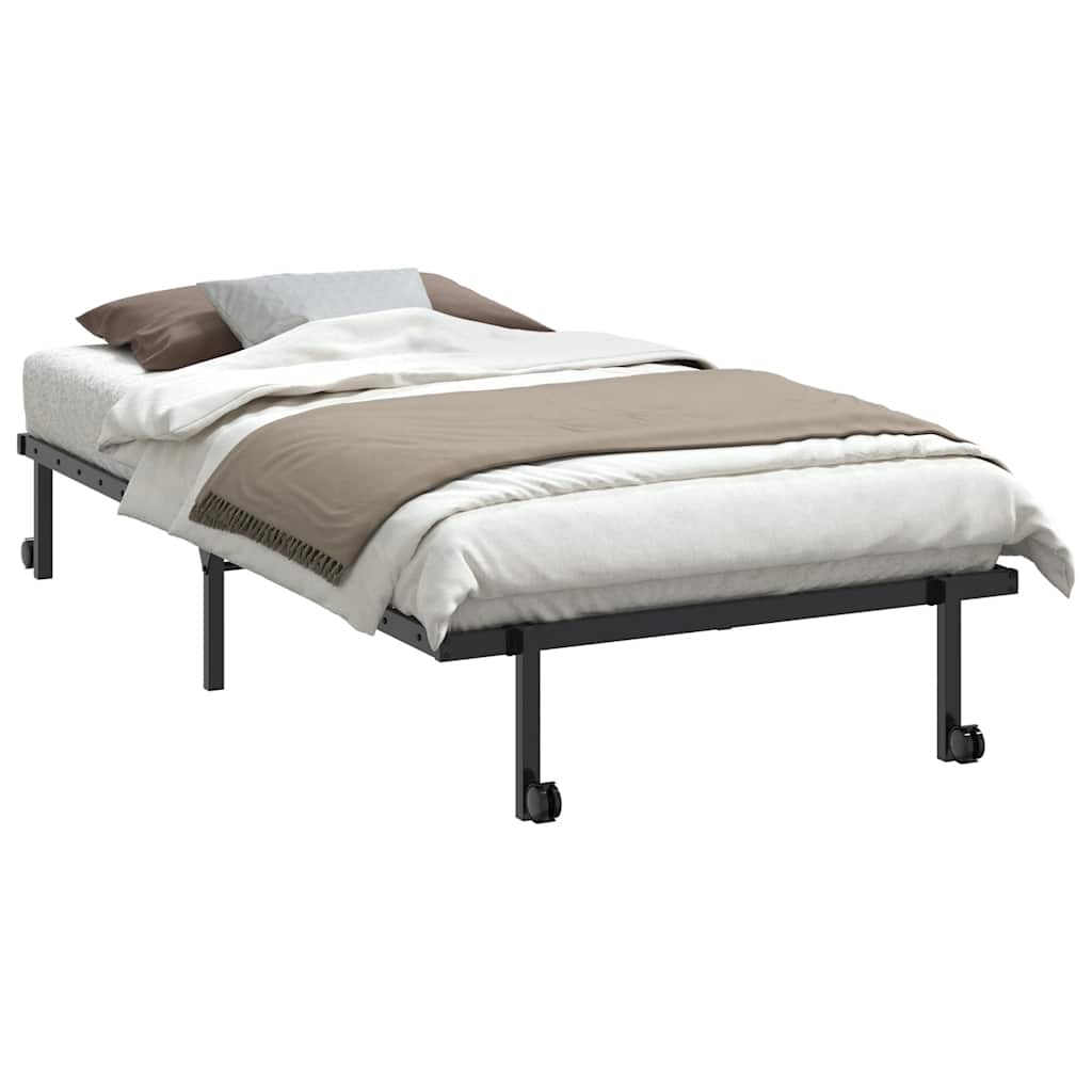 vidaXL Rama łóżka bez materaca składana czarna 100x200 cm stalowa