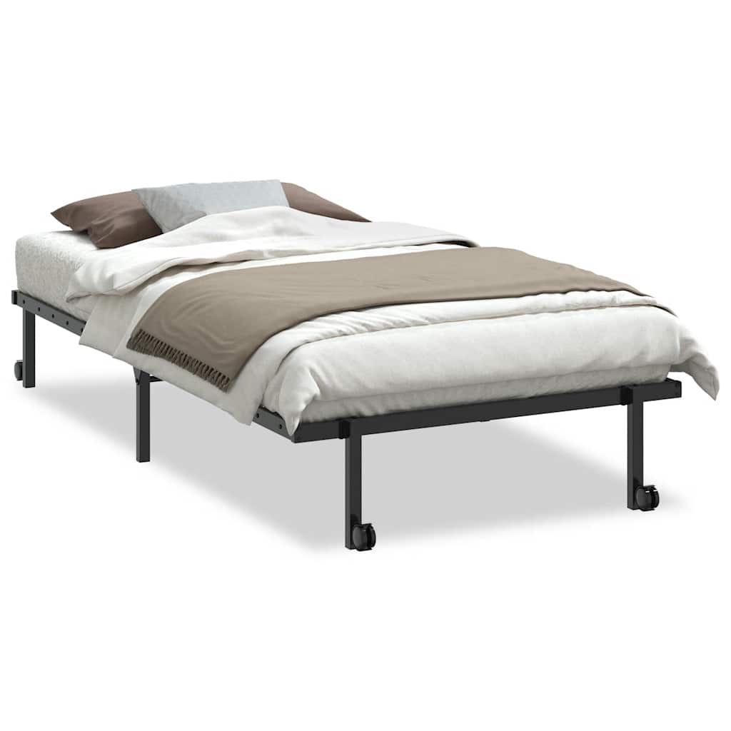 vidaXL Rama łóżka bez materaca składana czarna 107x203 cm stalowa