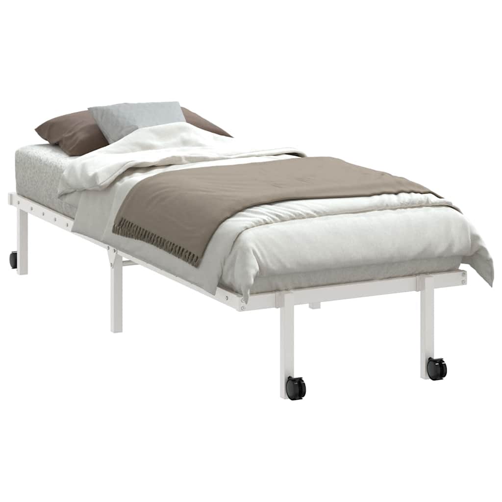 vidaXL Rama łóżka bez materaca składana biała 75x190 cm stalowa