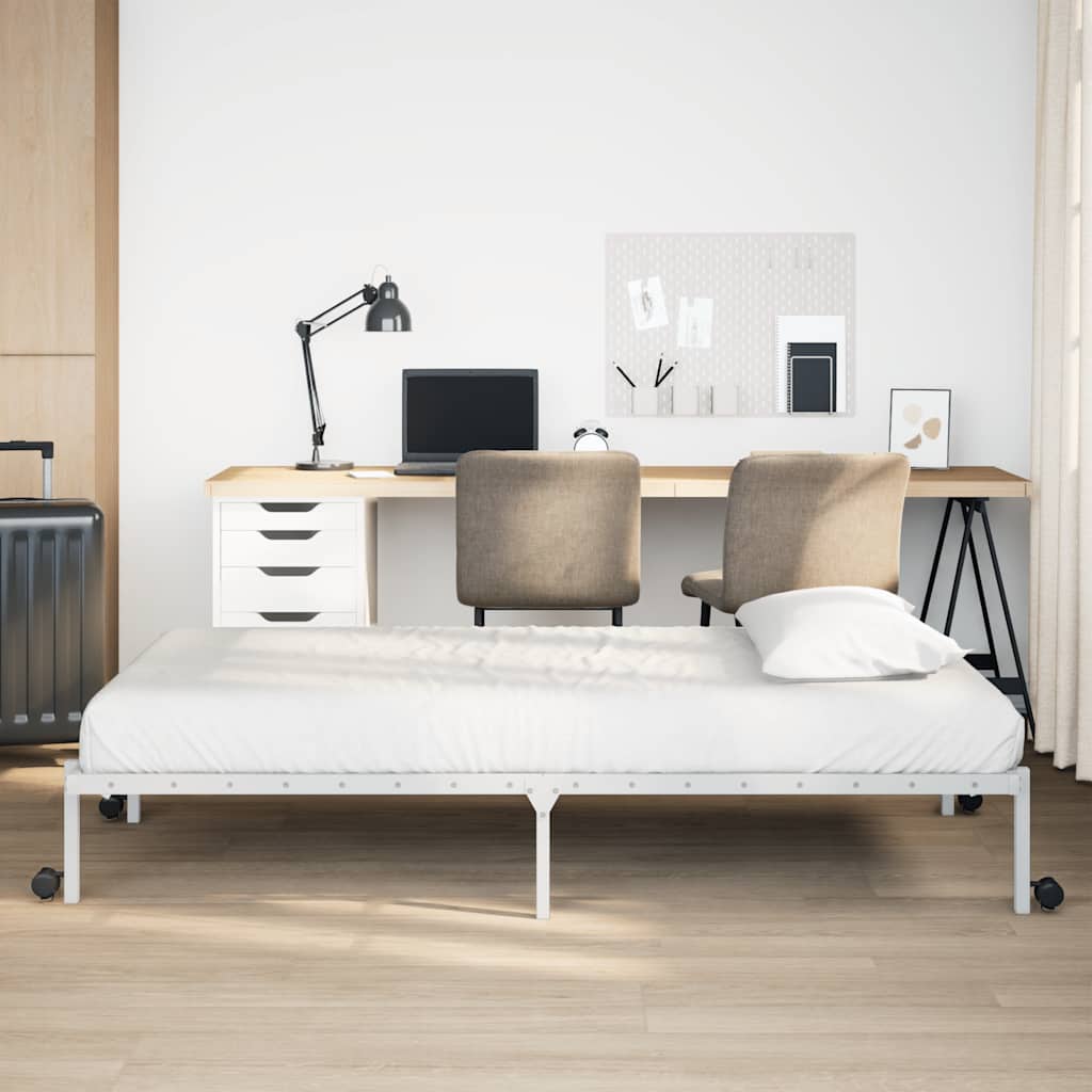 vidaXL Rama łóżka bez materaca składana biała 75x190 cm stalowa