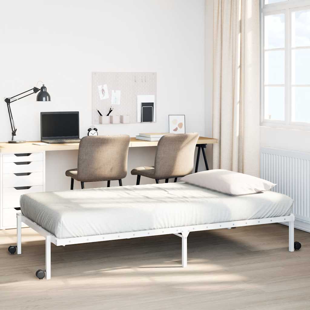 vidaXL Rama łóżka bez materaca składana biała 75x190 cm stalowa