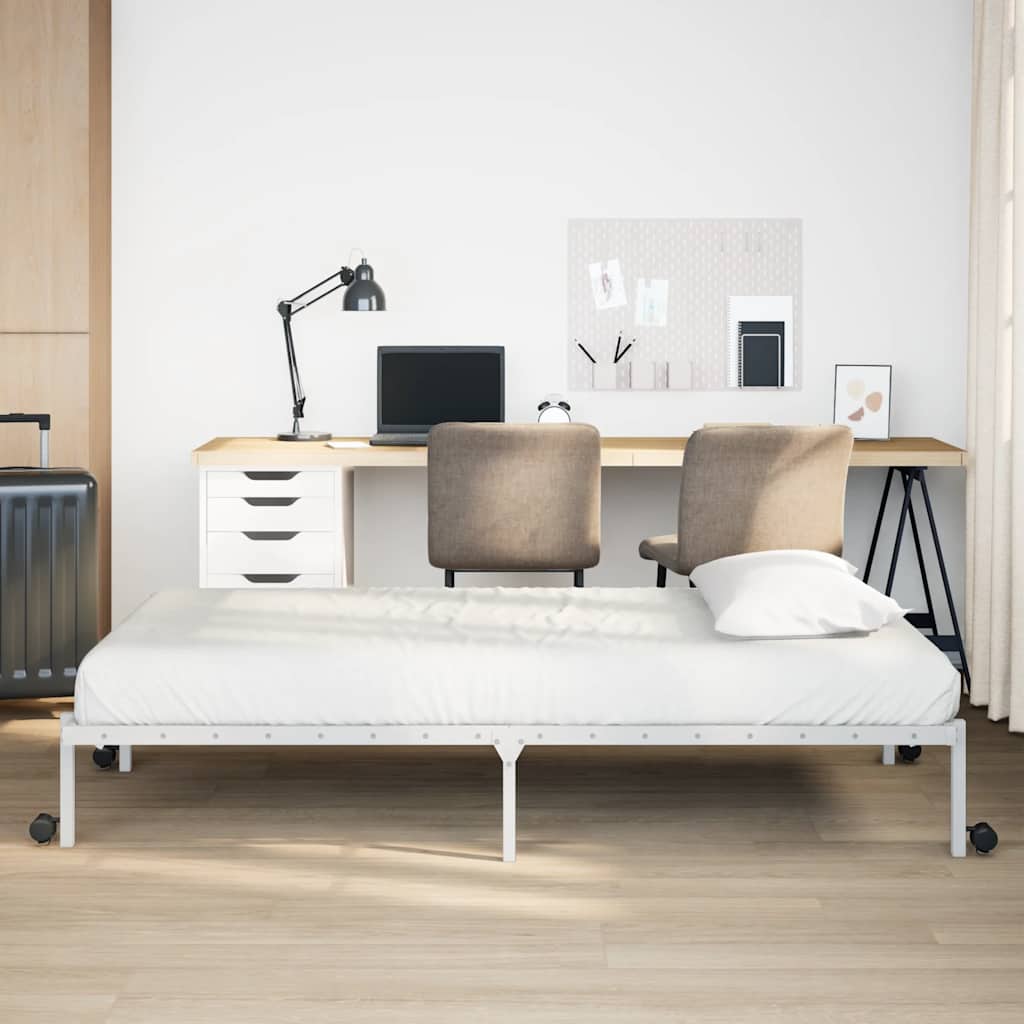 vidaXL Rama łóżka bez materaca składana biała 90x190 cm stalowa