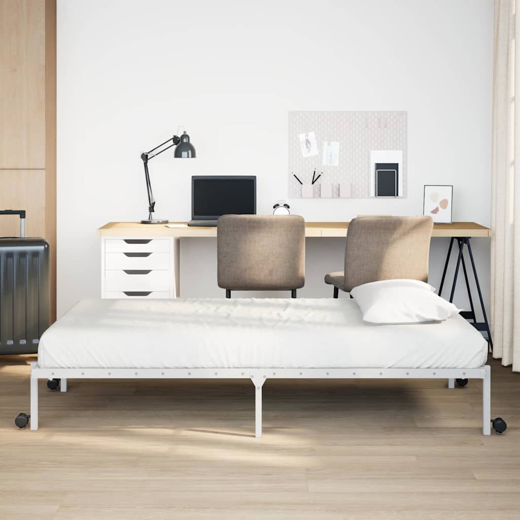 vidaXL Rama łóżka bez materaca składana biała 90x200 cm stalowa