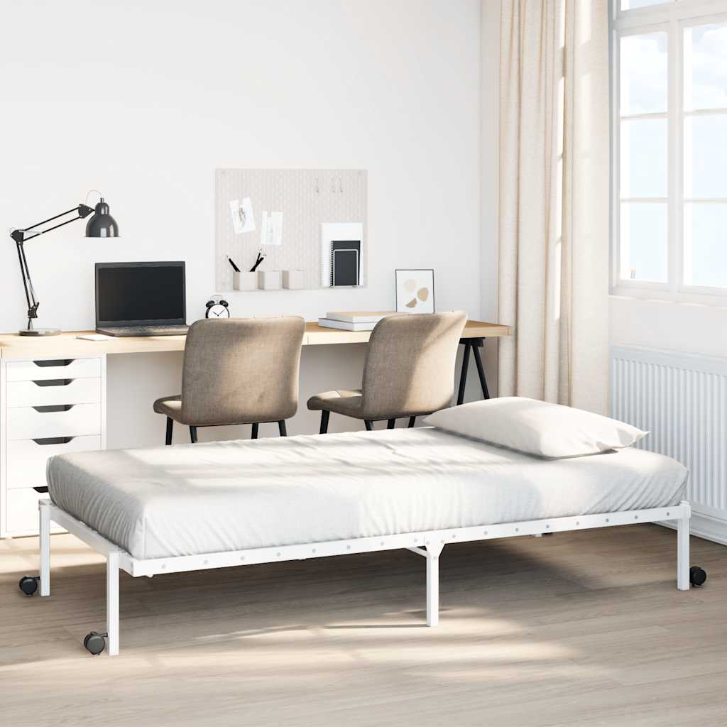 vidaXL Rama łóżka bez materaca składana biała 90x200 cm stalowa
