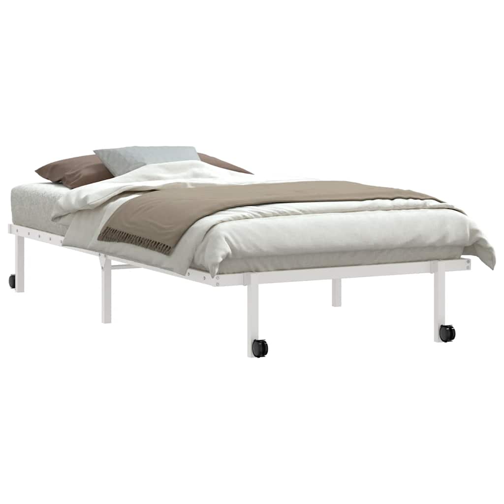vidaXL Rama łóżka bez materaca składana biała 100x190 cm stalowa