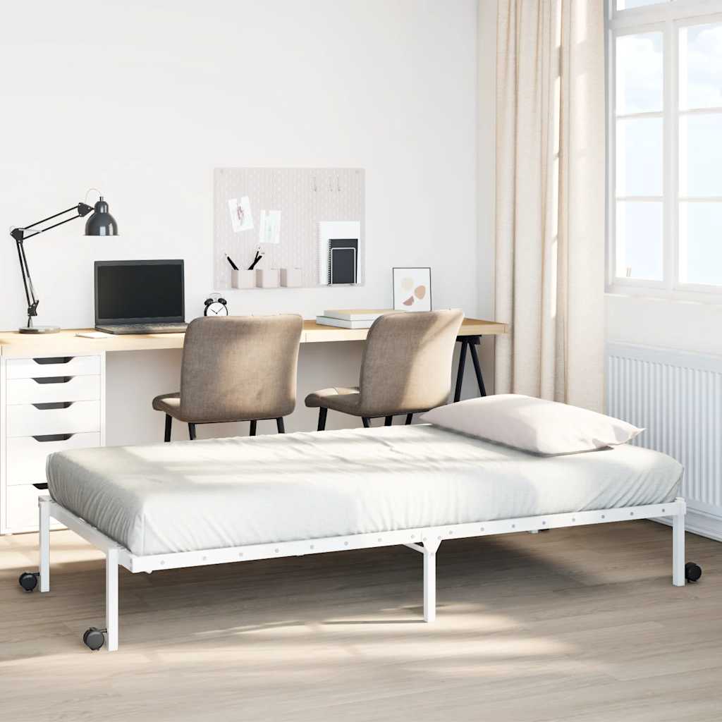 vidaXL Rama łóżka bez materaca składana biała 100x190 cm stalowa