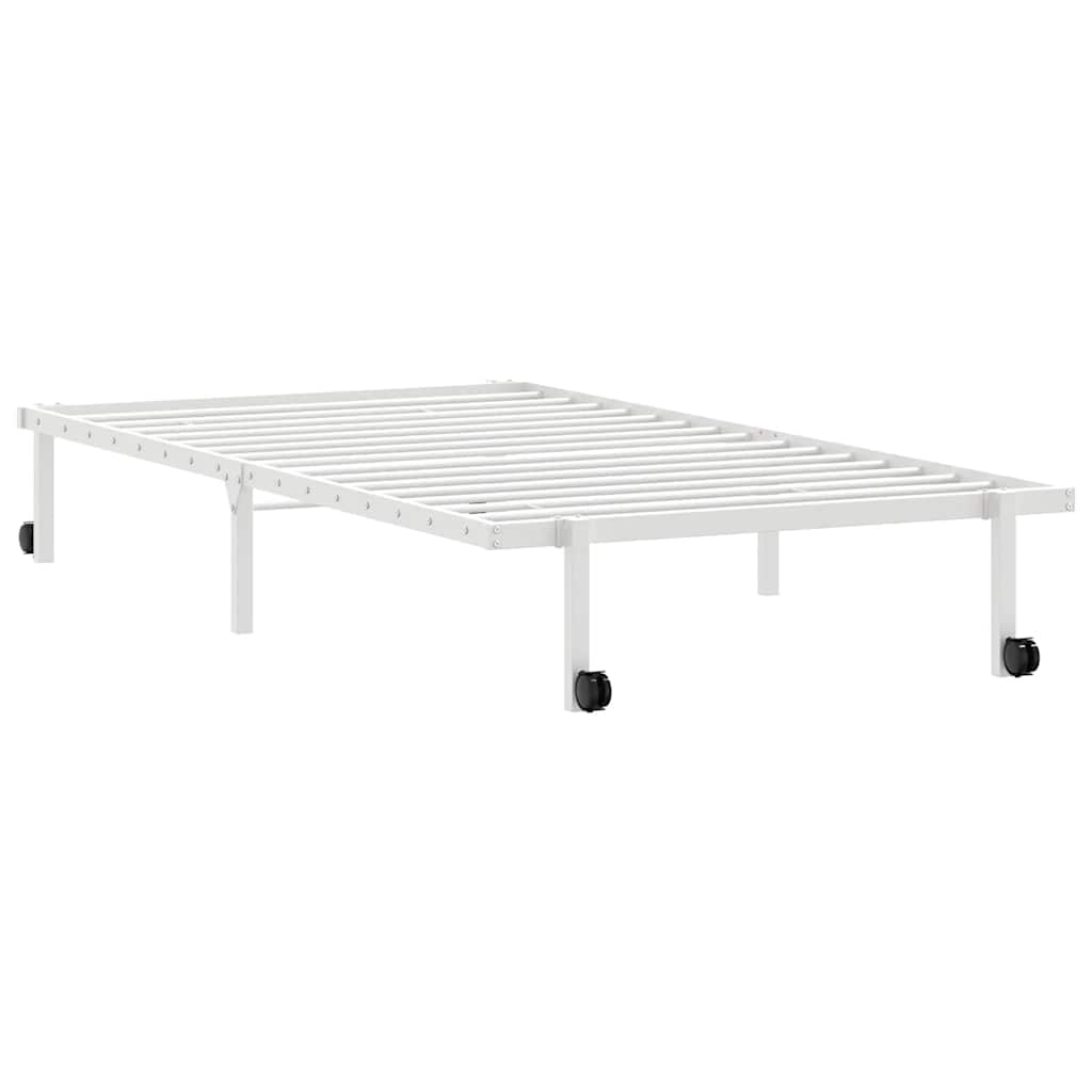 vidaXL Rama łóżka bez materaca składana biała 100x200 cm stalowa