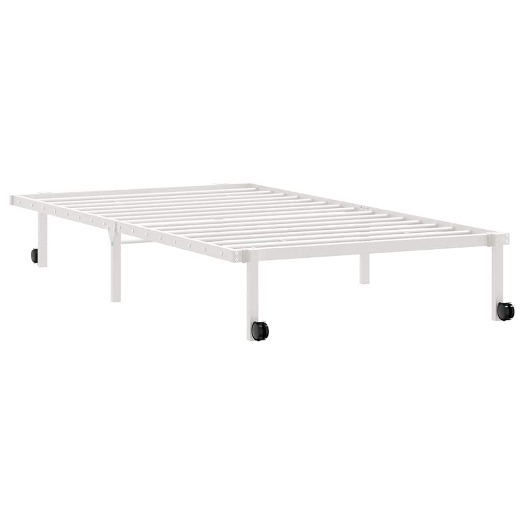 vidaXL Rama łóżka bez materaca składana biała 100x200 cm stalowa