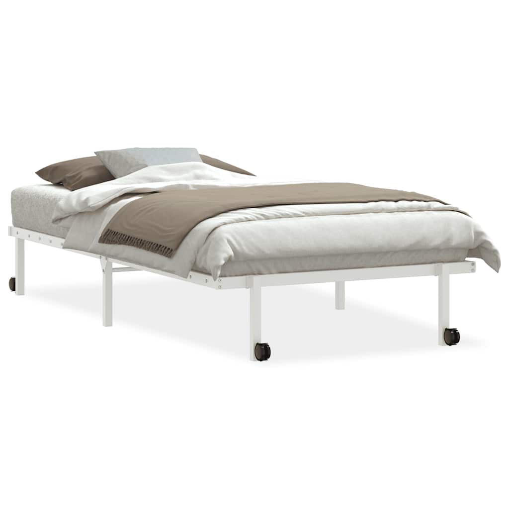 vidaXL Rama łóżka bez materaca składana biała 107x203 cm stalowa