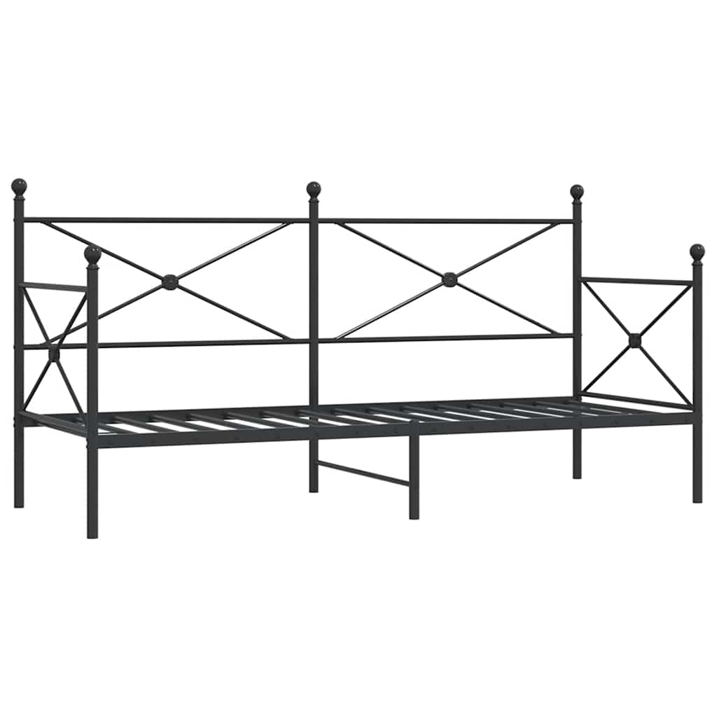 vidaXL Łóżko dzienne bez materaca czarne 75x190 cm stalowe