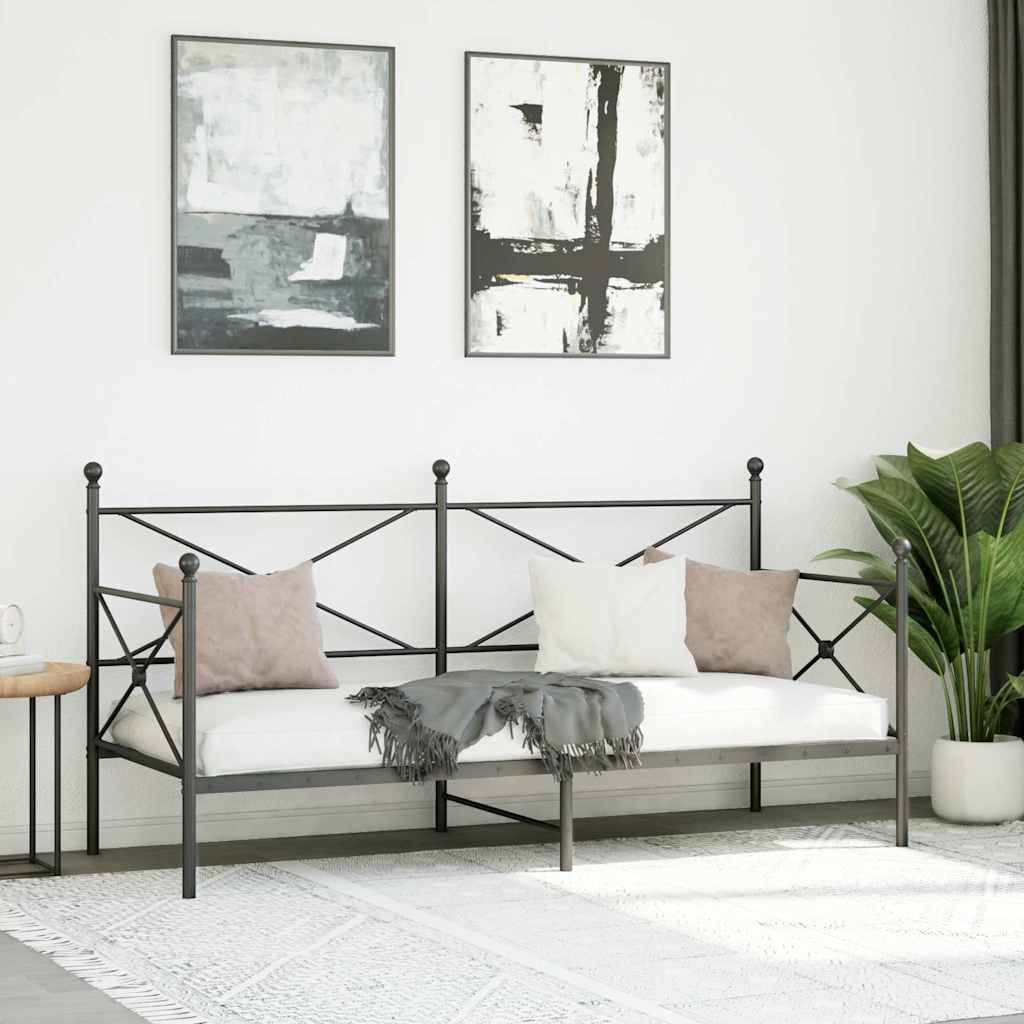 vidaXL Łóżko dzienne bez materaca czarne 75x190 cm stalowe