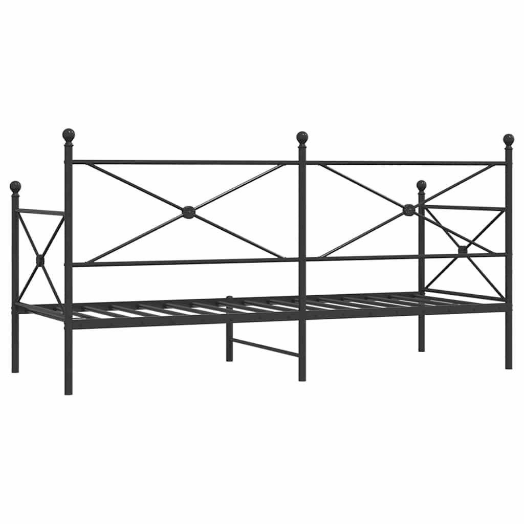 vidaXL Łóżko dzienne bez materaca czarne 75x190 cm stalowe
