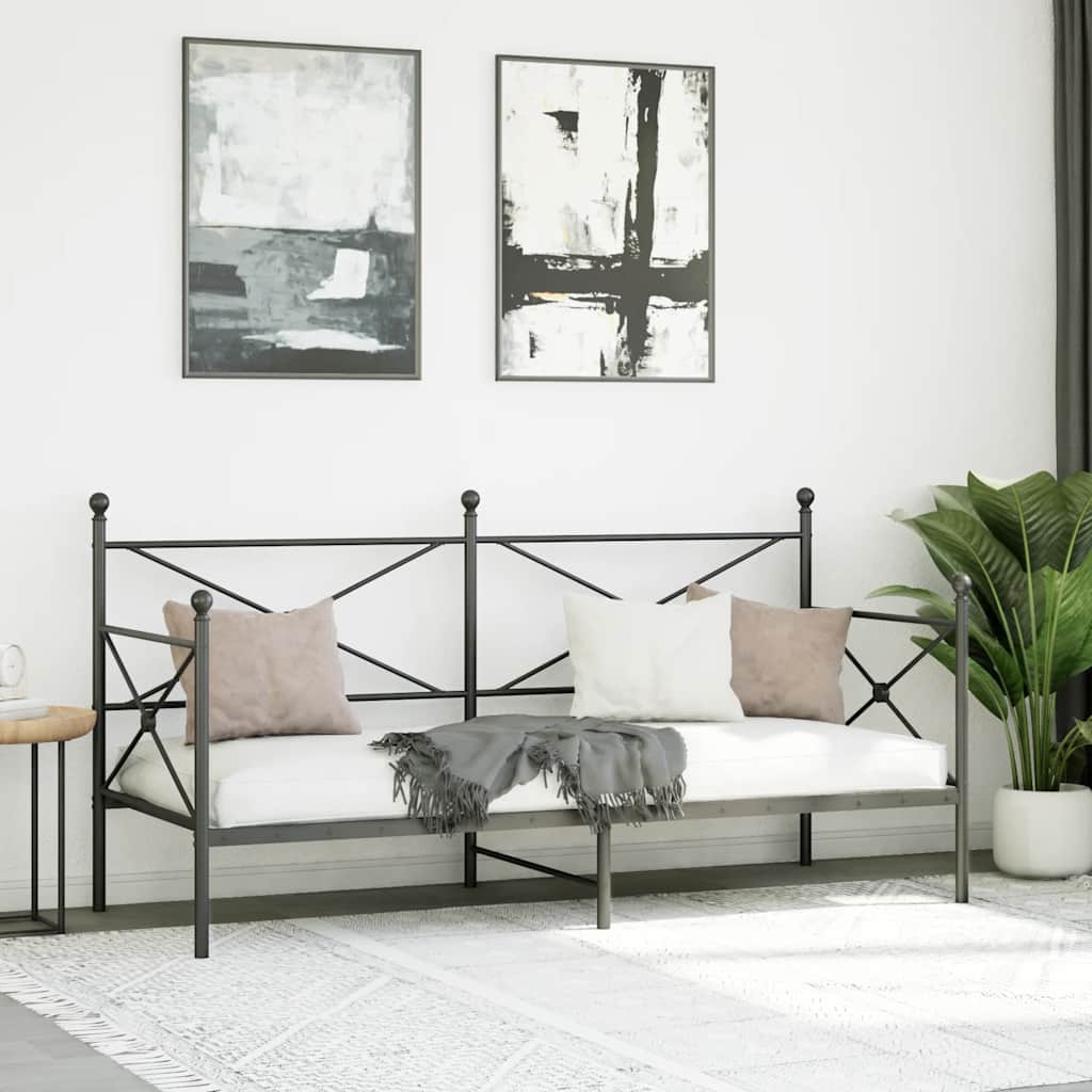 vidaXL Łóżko dzienne bez materaca czarne 80x200 cm stalowe