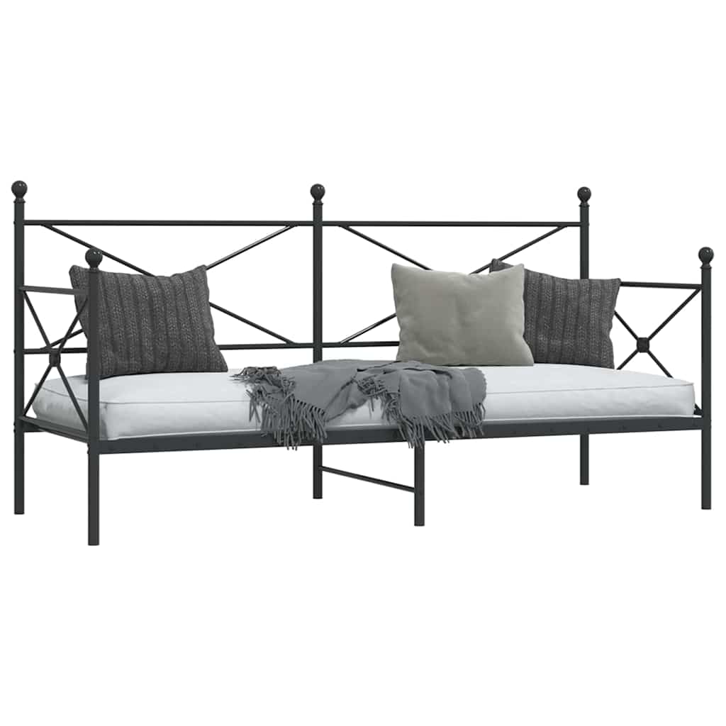vidaXL Łóżko dzienne bez materaca czarne 80x200 cm stalowe
