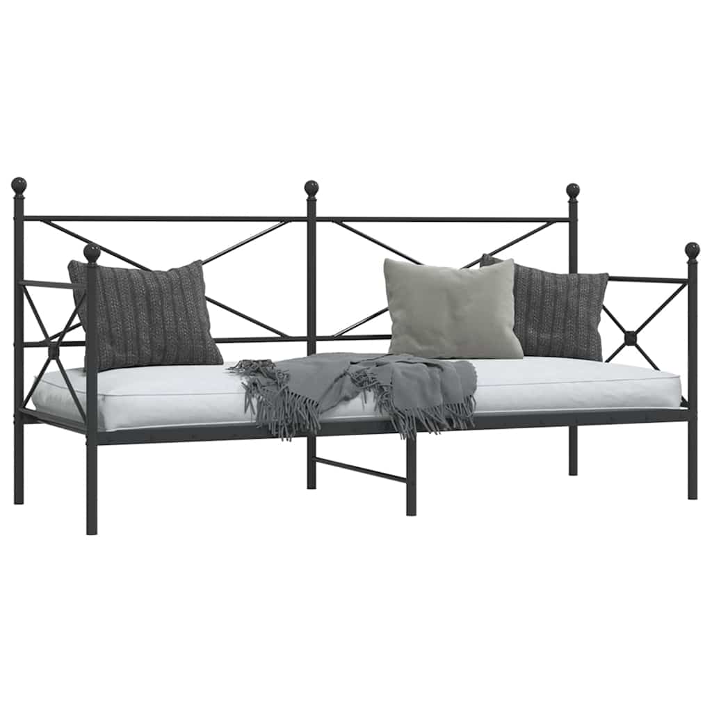 vidaXL Łóżko dzienne bez materaca czarne 90x200 cm stalowe