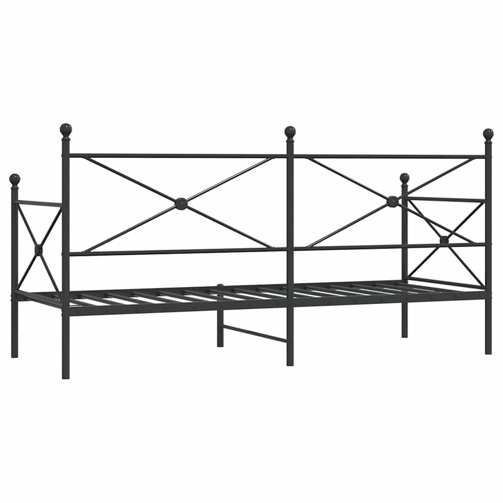 vidaXL Łóżko dzienne bez materaca czarne 90x200 cm stalowe