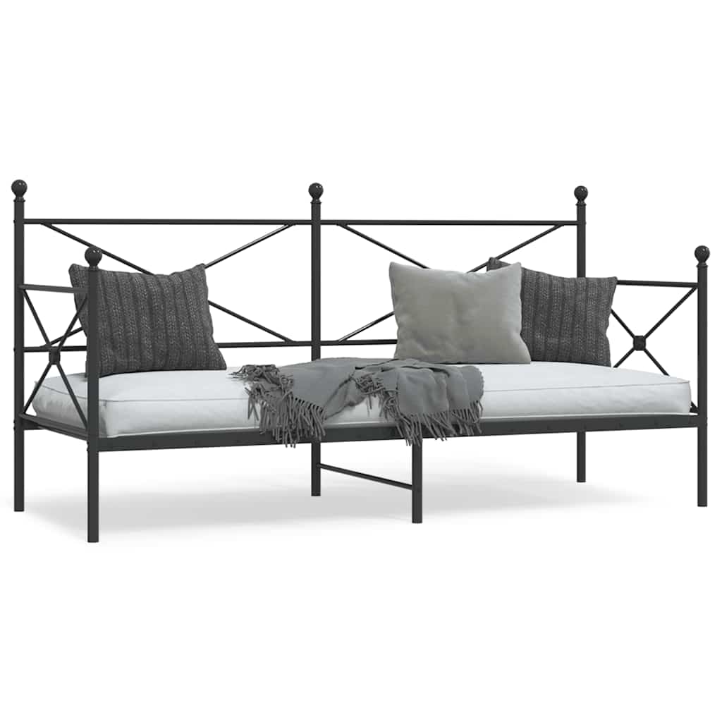 vidaXL Łóżko dzienne bez materaca czarne 90x200 cm stalowe