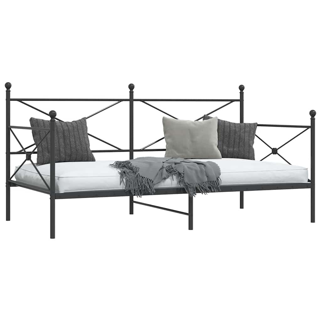 vidaXL Łóżko dzienne bez materaca czarne 100x190 cm stalowe