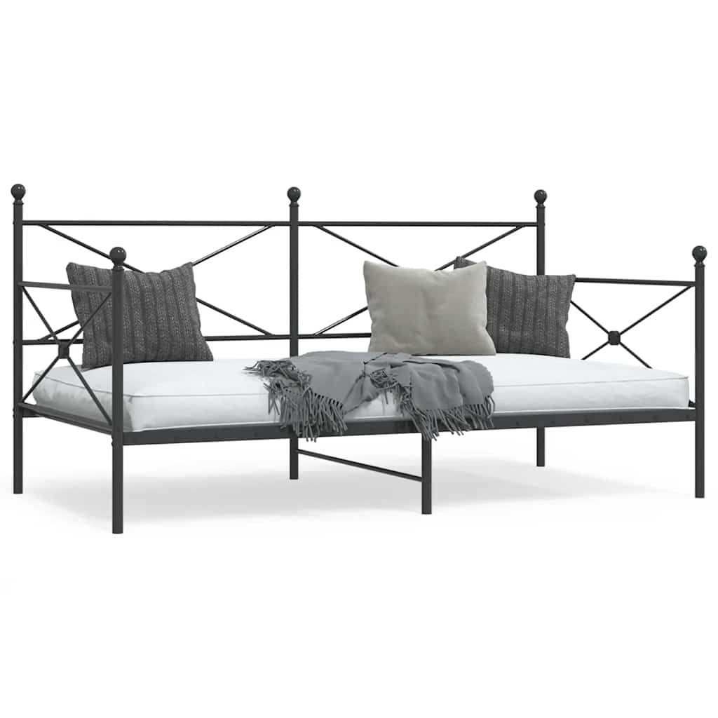 vidaXL Łóżko dzienne bez materaca czarne 100x190 cm stalowe