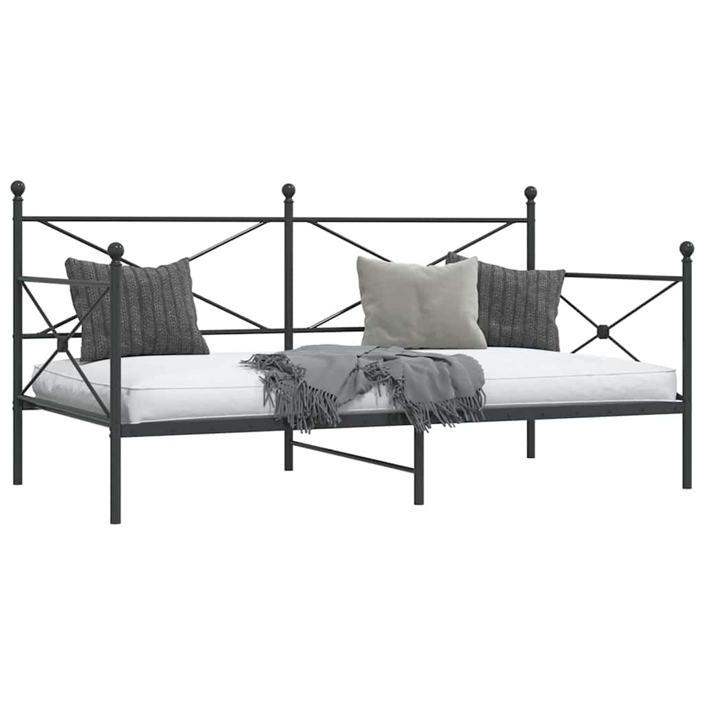 vidaXL Łóżko dzienne bez materaca czarne 100x200 cm stalowe