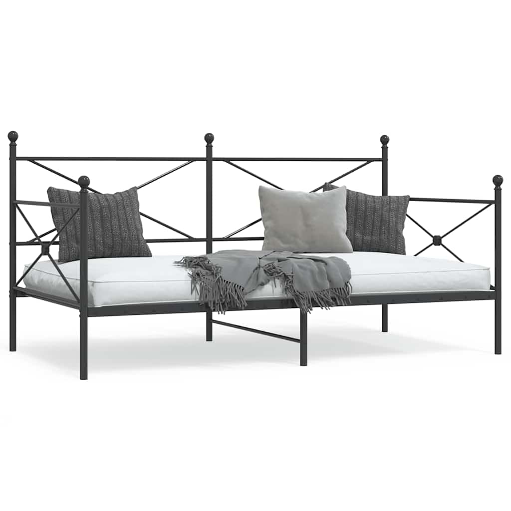 vidaXL Łóżko dzienne bez materaca czarne 100x200 cm stalowe